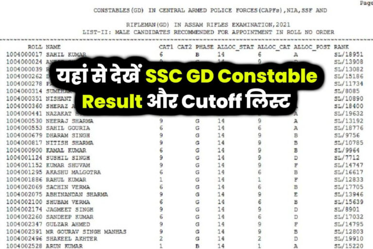SSC GD Constable Result Cutoff 2025